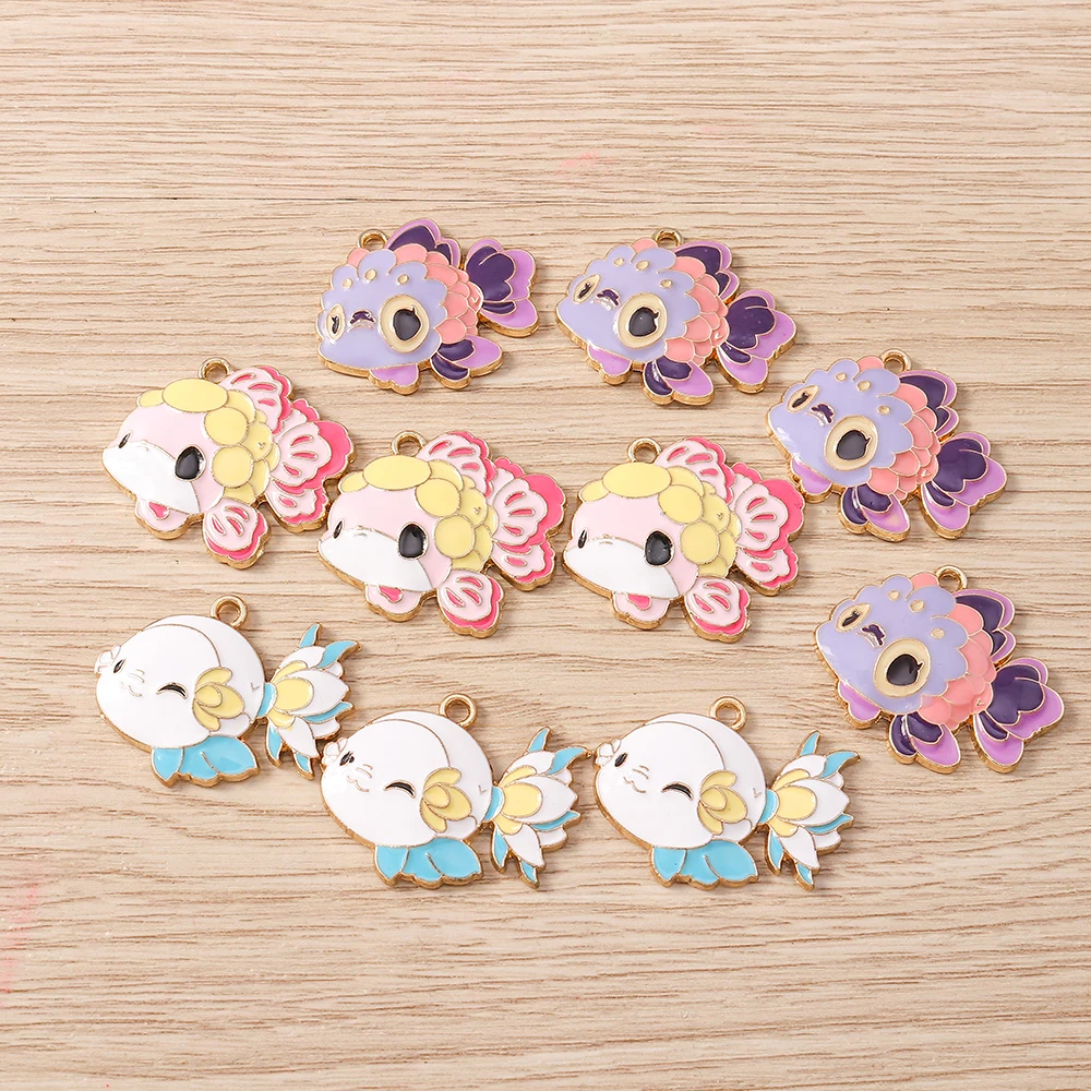 

Tusember 10Pcs Cute Charm Enamel Fish Goldfish Charms Pendants For DIY Earrings Bracelet Necklace Jewelry Making Handmade Craft
