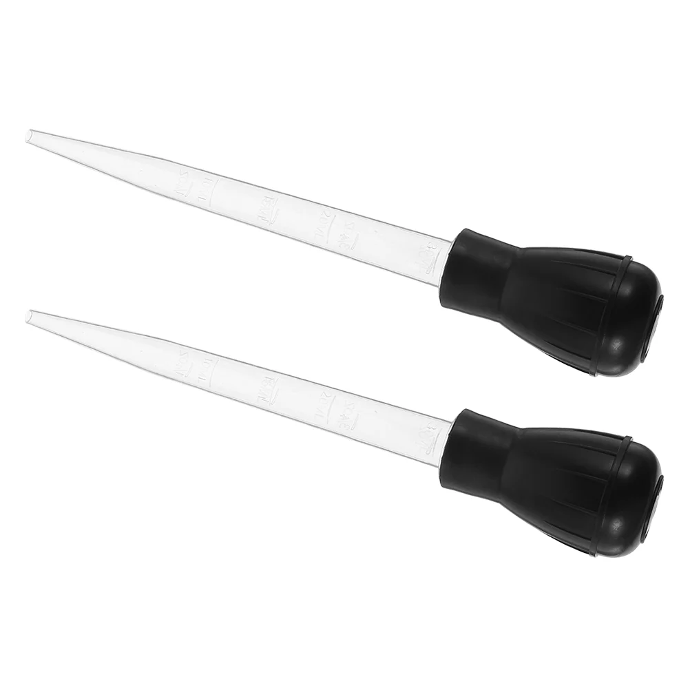 

2 PCS BBQ Oil Dripper Small Turkey Baster for Cooking Thanksgiving Essentials Basters Glass Metal Black Syringe Baister
