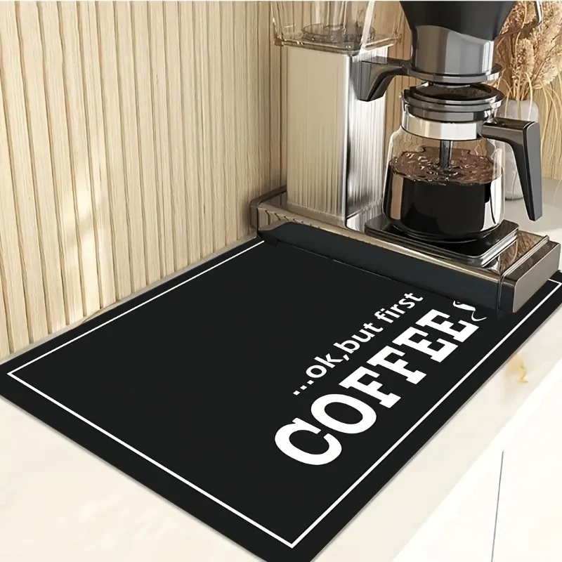 Alfombrilla antideslizante absorbente de agua para máquina de café, almohadillas de drenaje para encimera de cocina, alfombrilla antiincrustante, almohadillas de secado de vajilla, 1 unidad