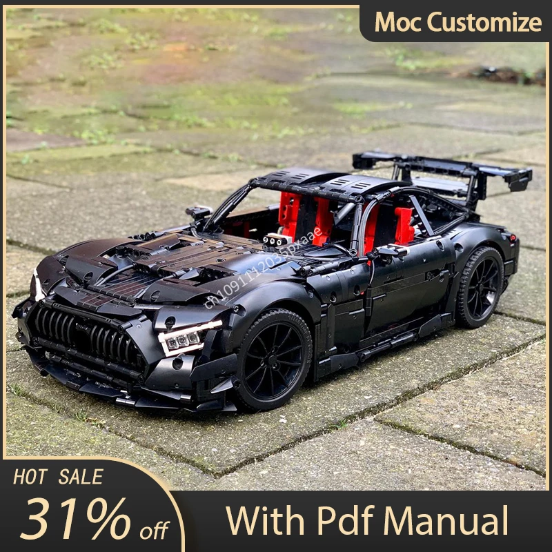 Moc Technical Car Mercedess GTR Black Sports Car Model Building  Blocks DIY Creative Assembly Bricks Toys Kids Christmas Gift