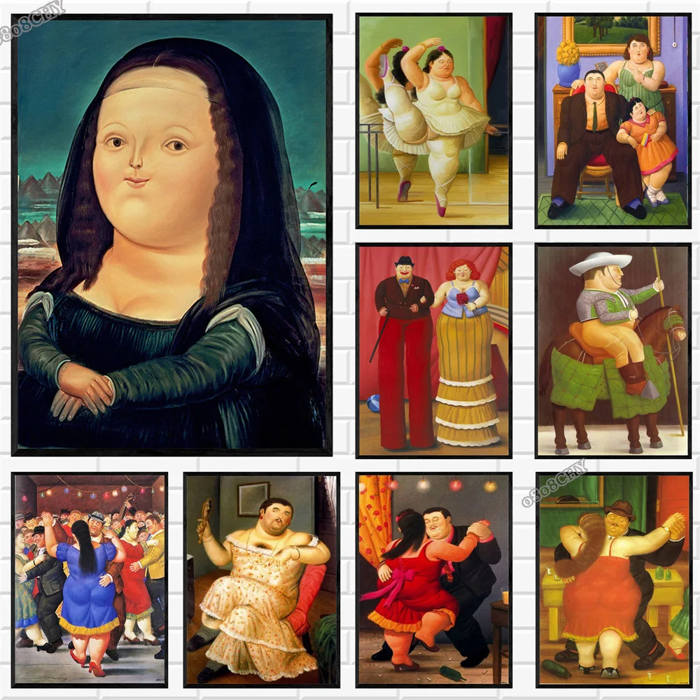 Fernando Botero-figura divertida y gorda, pintura en lienzo, Mural de baile de pareja, carteles e impresiones, Cuadros, arte de pared, decoración para sala de estar