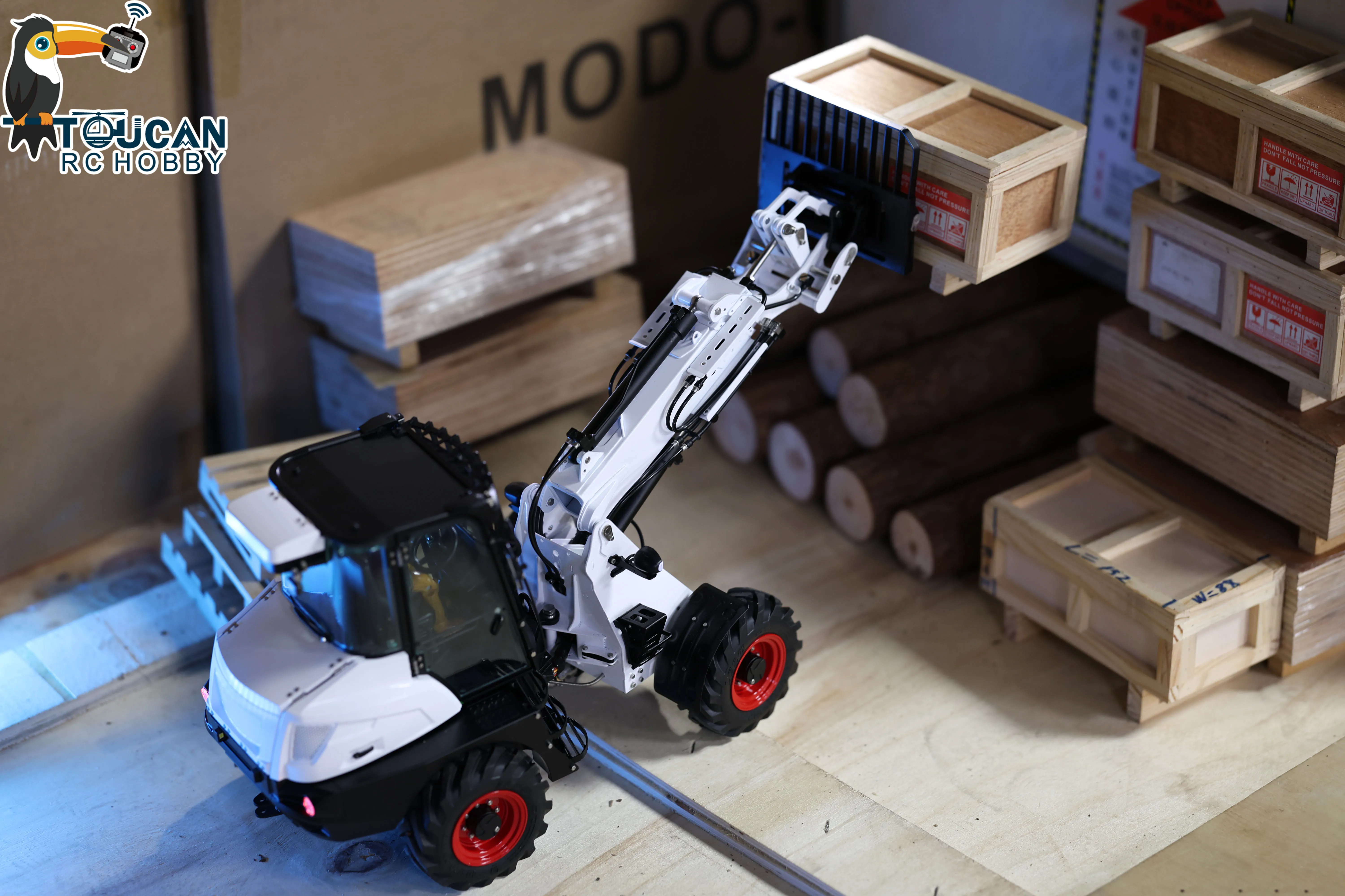 LESU AT1050 Maßgeschneiderter RC-Lader 1/14 hydraulischer Metallgabellader Teleskoparm LKW Licht Sound Funksteuerung Automodell Spielzeug