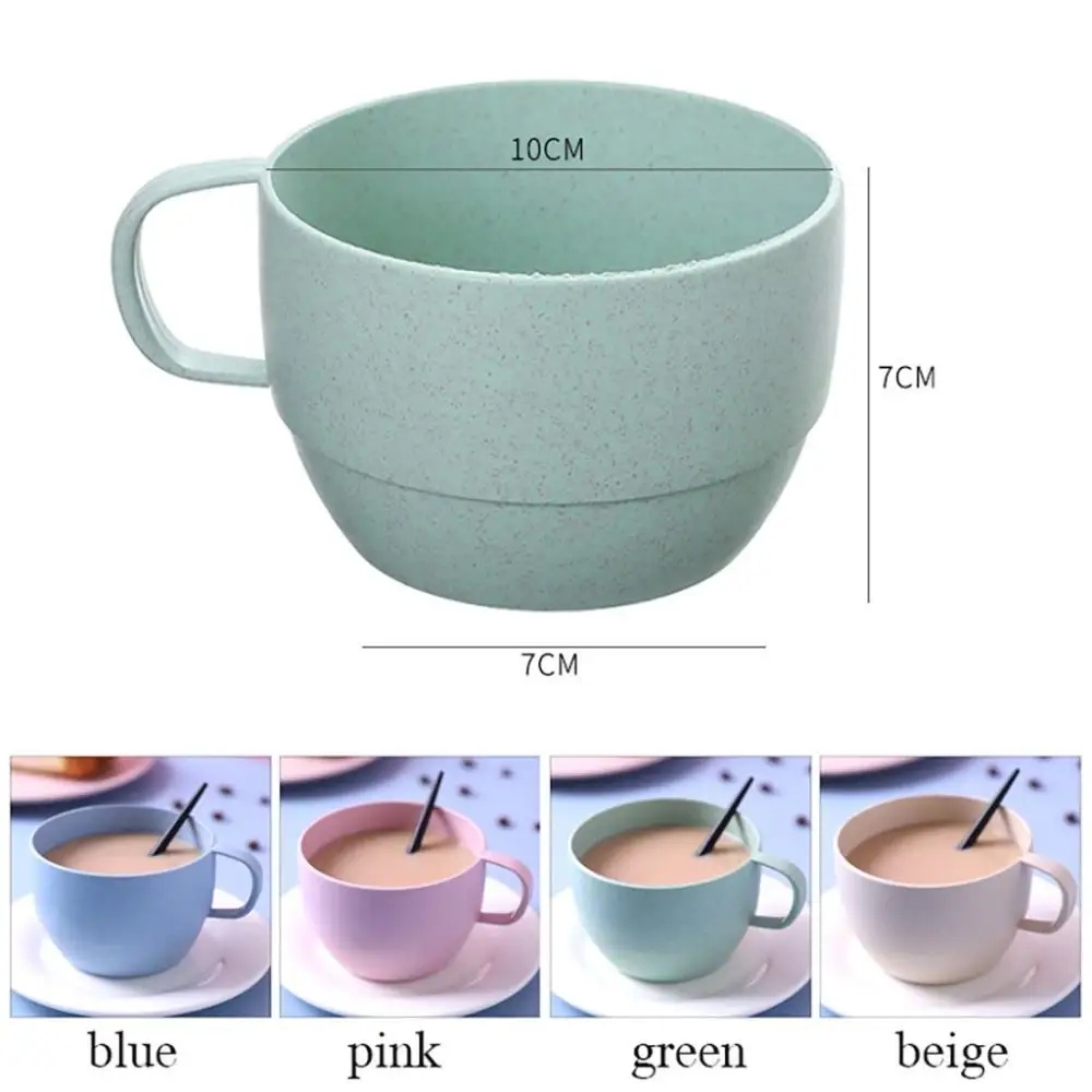 Fall Resistant Lightweight Eco-friendly Kitchen Supplies with Handle Reusable Coffee Mug Drinking Cup Wheat Straw Cup Drinkware