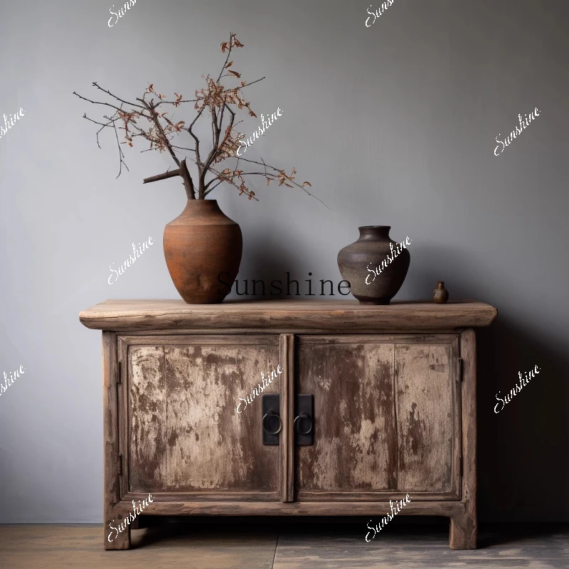Wabi Sansan Zen Old Elm Living Room Storage B & B Tea Room Matte Bogu Rack Decorative Cabinet  FT