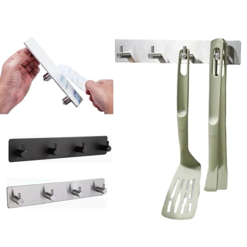 Multi Scenario Usage 4 Hooks/pcs No Punching Required Hang Tool Clothes Hats Kitchenware Storage Rack Practical Hook Set