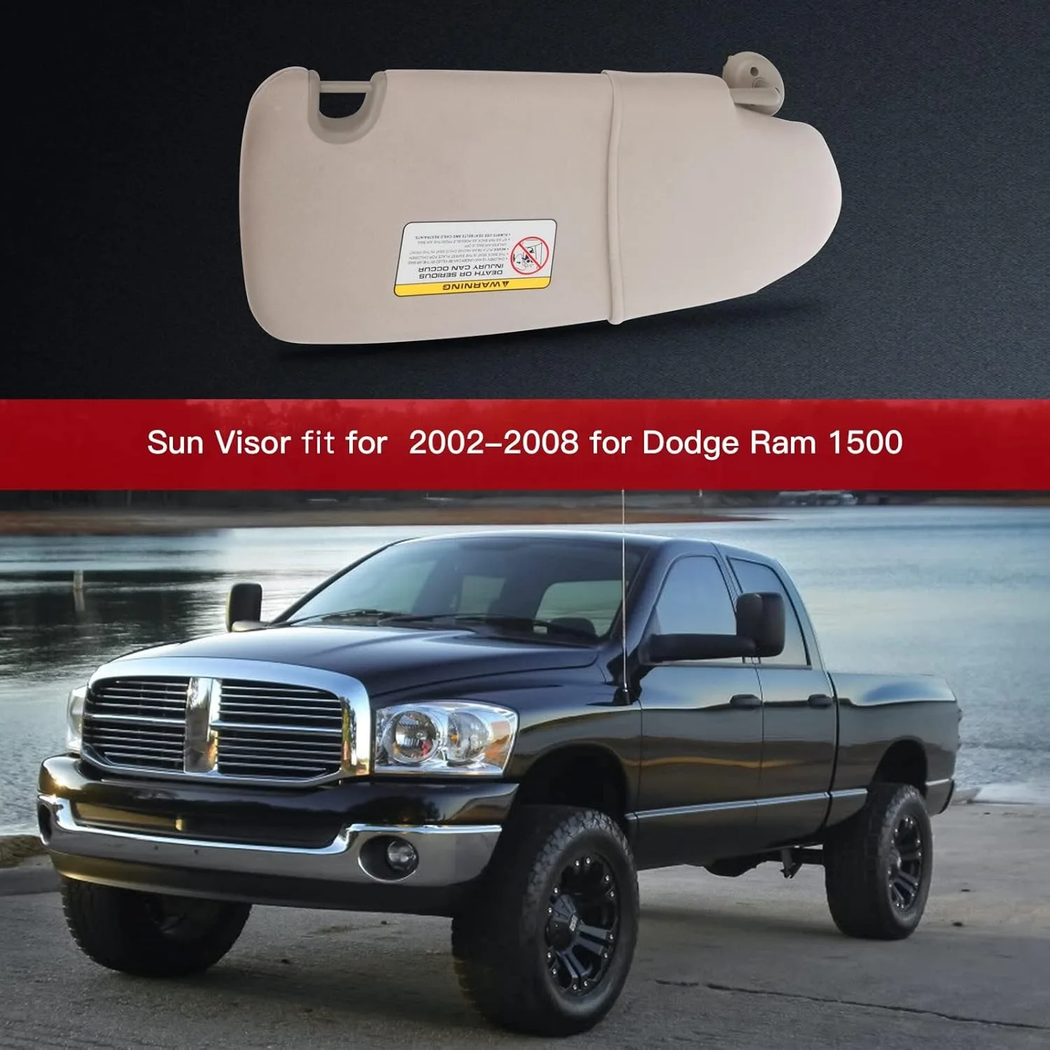 Car Sun Visor For Dodge Ram 1500 2500 3500 Shade 2002 2003 2004 2005 2006 2007 2008 2009 Right Left Side 1CT17TL2AA 1CT18TL2AA