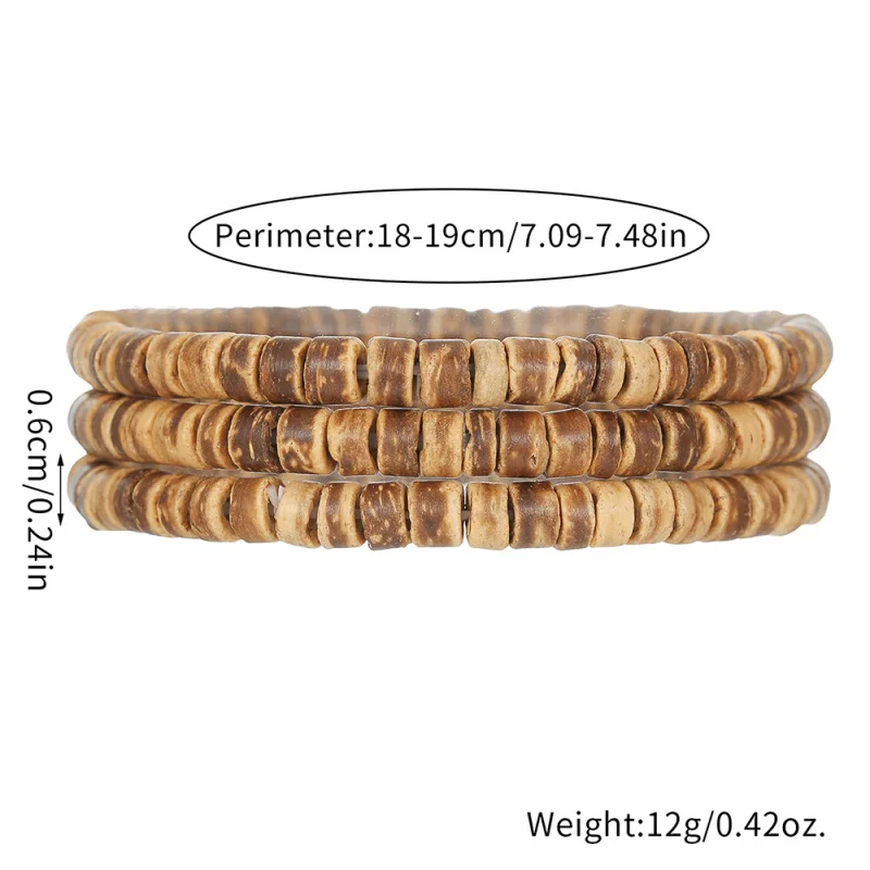 European & American Cross-Border Coconut Shell Bracelets – Men's Hip-Hop, Punk, and Retro Multi-Layer Stackable Bracelet Set