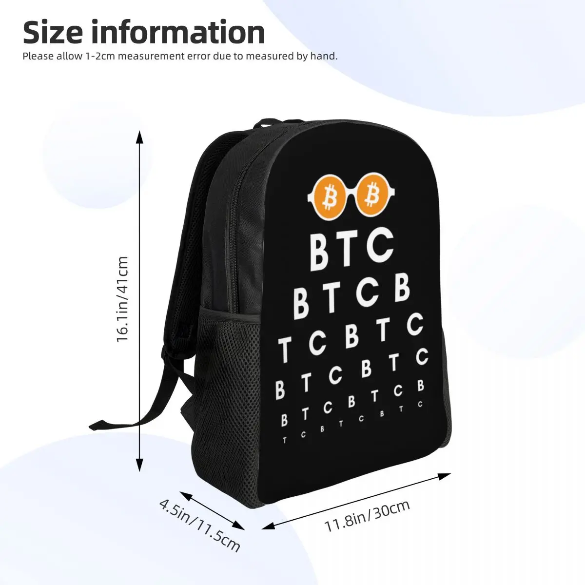 Personalized Bitcoin Vision Test Backpacks Men Women Basic Bookbag for School College Snellen Chart Eye Exam Bags