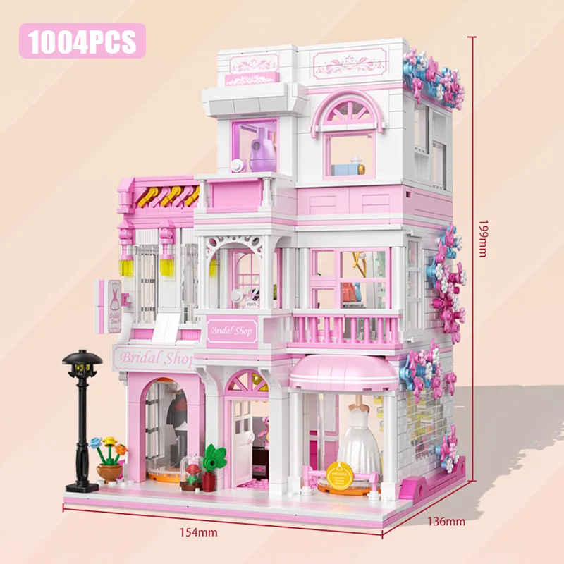 Creatieve Street View Bruiloft Salon Manor Tuin Huis Koffieshop Model Bouwstenen Stad Architectuur Mini Bakstenen Speelgoed Geschenken