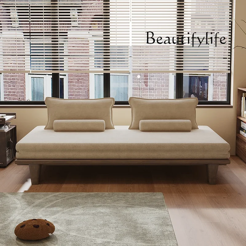 Small apartment telescopic bed full solid wood sofa bed multi-functional dual-purpose double folding pull-out sofa bed