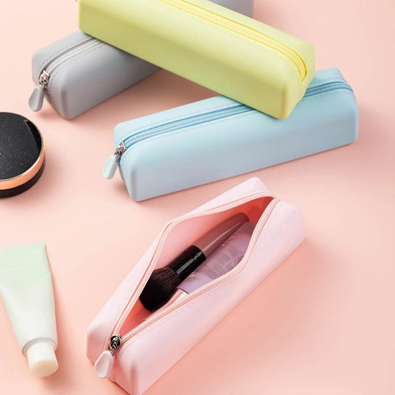 Soft Silicone Pencil Case Creative Zipper Pen Bag Waterproof Large Storage Bag For School Organizer Supplies