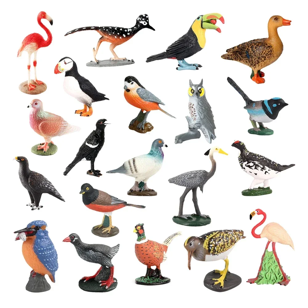 Figuras de animales de pájaro cigüeña Seahawks águila pavo flamenco Kingfisher juguete modelo figura de acción regalos para niños decoración de juego educativo