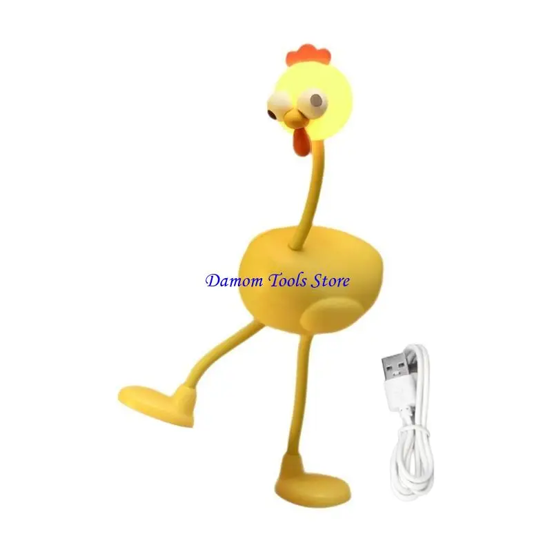 57BE Cartoon Chicken Nightlight 3 Modes Setting Dimmer USB Rechargeable Lamps Plastic Texture Suitable for Infant Rooms