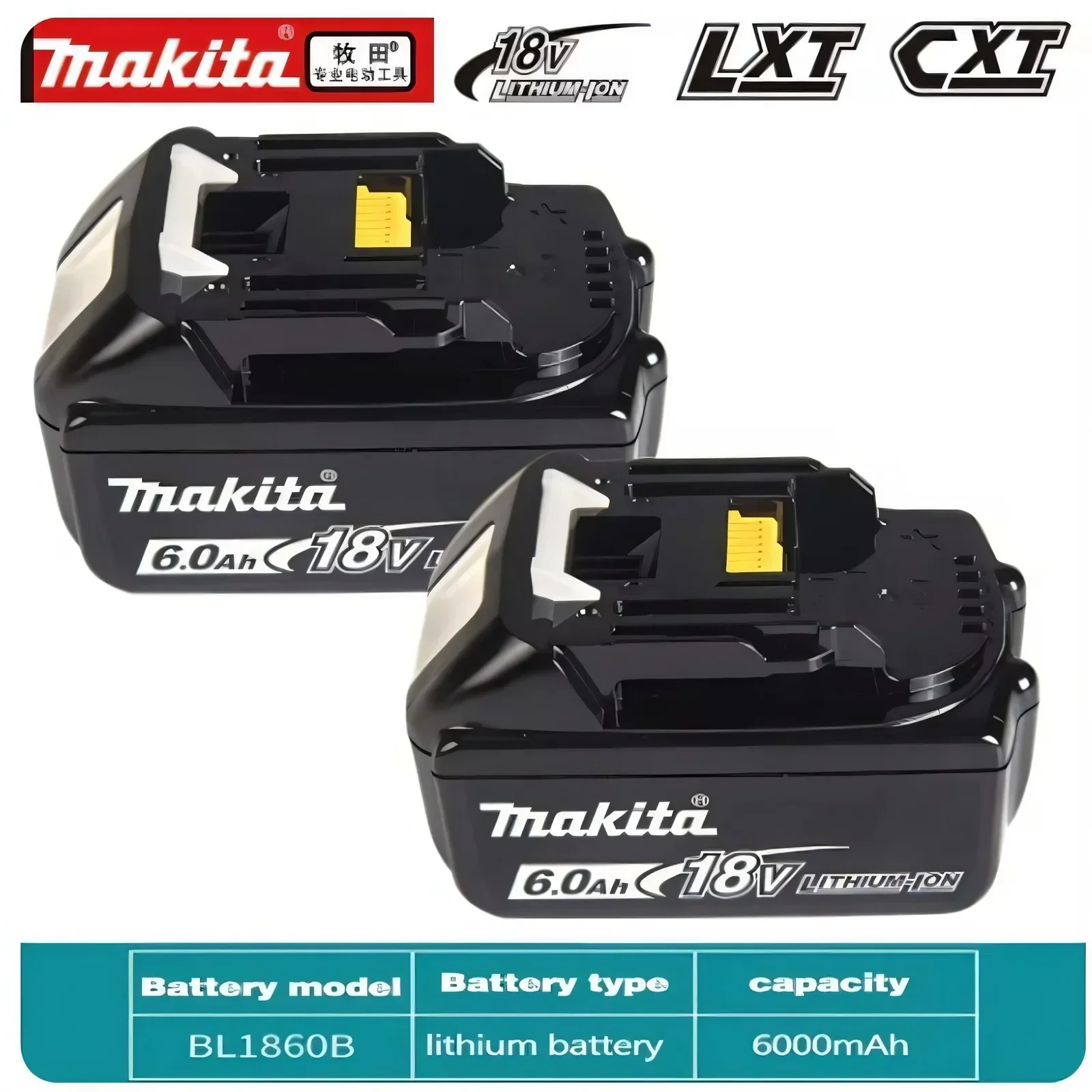 

Makita Original 18V 6.0Ah With LED lithium ion replacement LXT BL1860B BL1860 BL1850 Makita rechargeable power tool battery