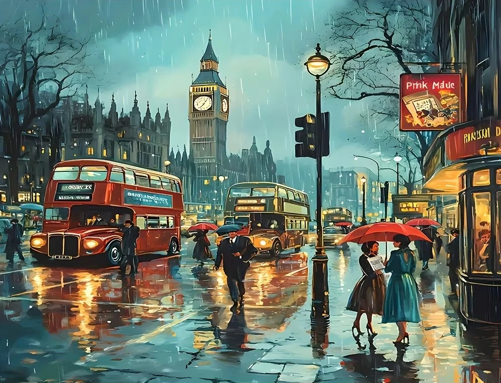 

Городской пейзаж в дождливый день: пазлы на 500/1000/1200/2000 элементов для семейного досуга, игр в игровой комнате, спальне, домашнего декора