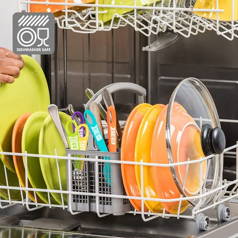 ชุดถ้วยตวงและช้อนพลาสติก12ชิ้นเครื่องมือตวงในห้องครัวสีเหมาะสำหรับการอบและทำอาหาร (สุ่มสี)