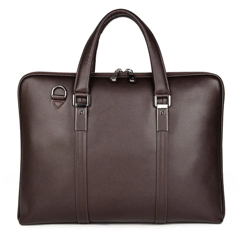 Luxury Genuine Leather Briefcase Men Leather Business Bag 15.6\