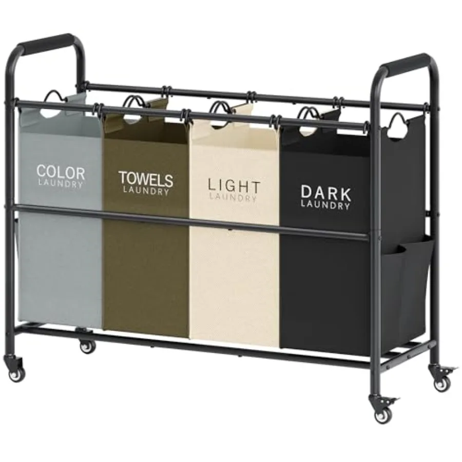 

Тележка-органайзер для белья на 4 отделения с прочными блокирующимися колесами, разделитель для белья на 4 секции
