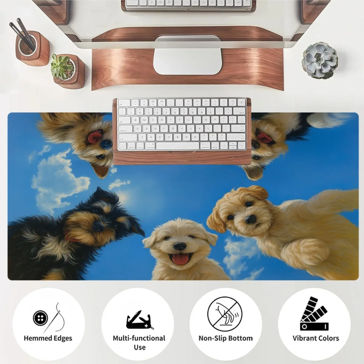 

Стильный коврик для мыши Puppy Sky Circle с цифровой печатью, резиновый, нескользящий, для ПК, ноутбука, аксессуар для рабочего места