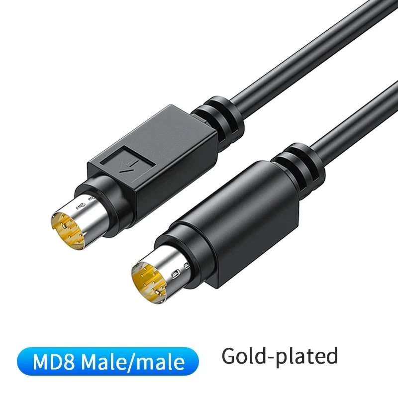 PLC Cable Male to Male S Terminal MD8 Mini Din 8 Pin Connector Round Head MD8 Pure Copper   Nickel  Plated Data Communication