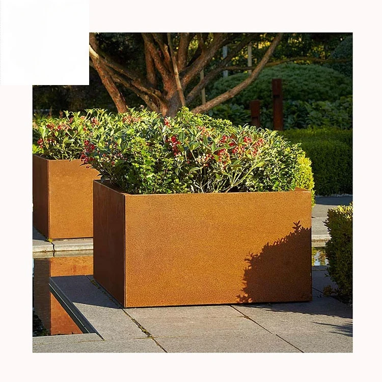 Steel Flower Pot  Large  Vertical Planter  Corten Steel Garden Edging round corten steel planter