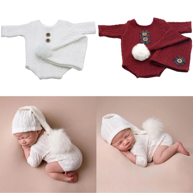 

Photo Props & Long Sleeves Knitted Shirt High Stretchy Infant Xmas Costume