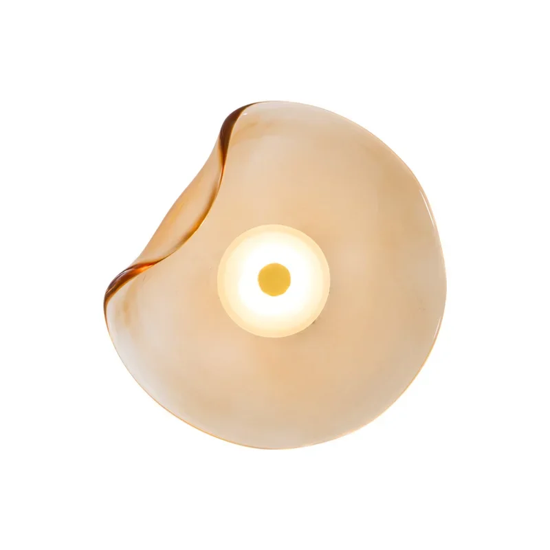 ضوء فاخر ما بعد الحداثة مصمم مدخل غرفة النوم ديكور بجانب السرير جدار خلفية مستديرة جدار صحن طائر زجاجي غير منتظم