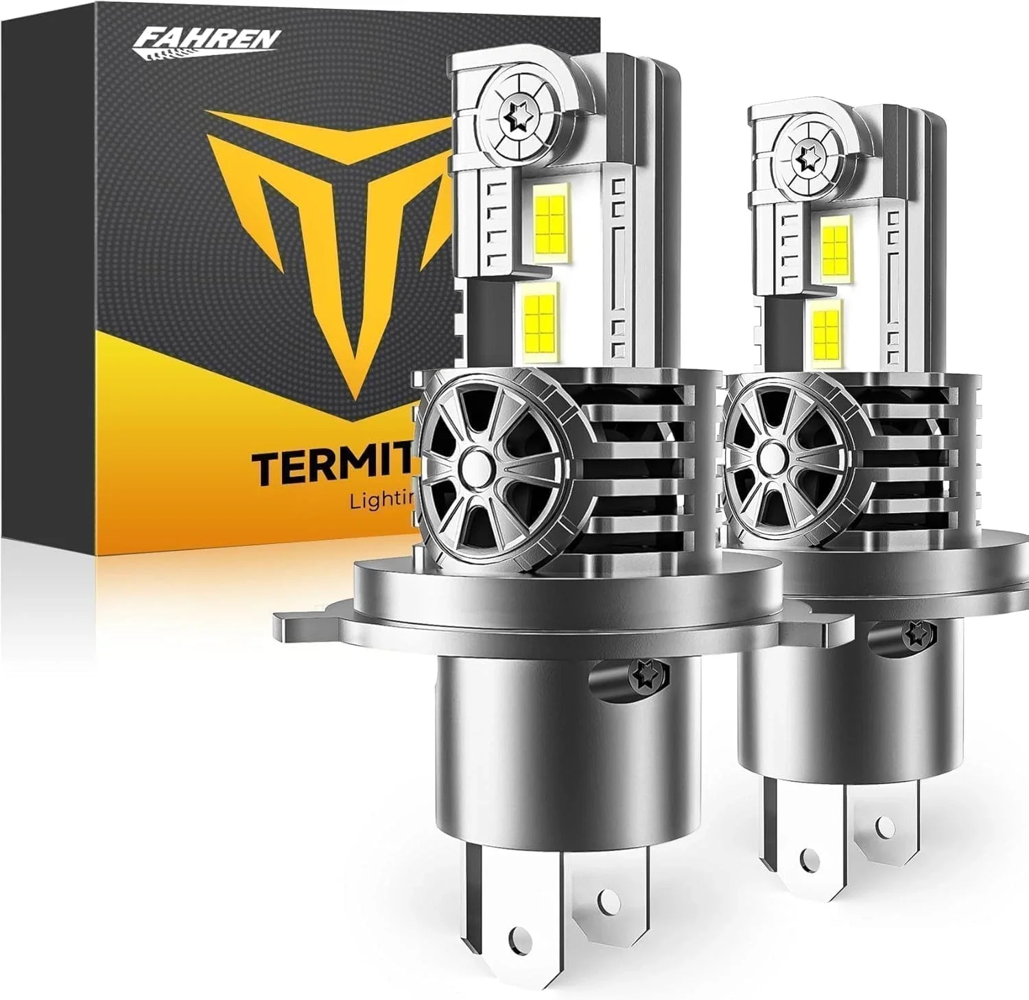 Fahren Termitor H4 9003 LED Headlight High Low Bulbs 150000LM 6500K Super Brighter Cool White  for Offroad Use, Cool White, 2Pcs | True 1:1 Halogen Size, IP68 Waterproof, Long Lifespan, 3-Min Quick Install UTV ATV Off Road Car Lights