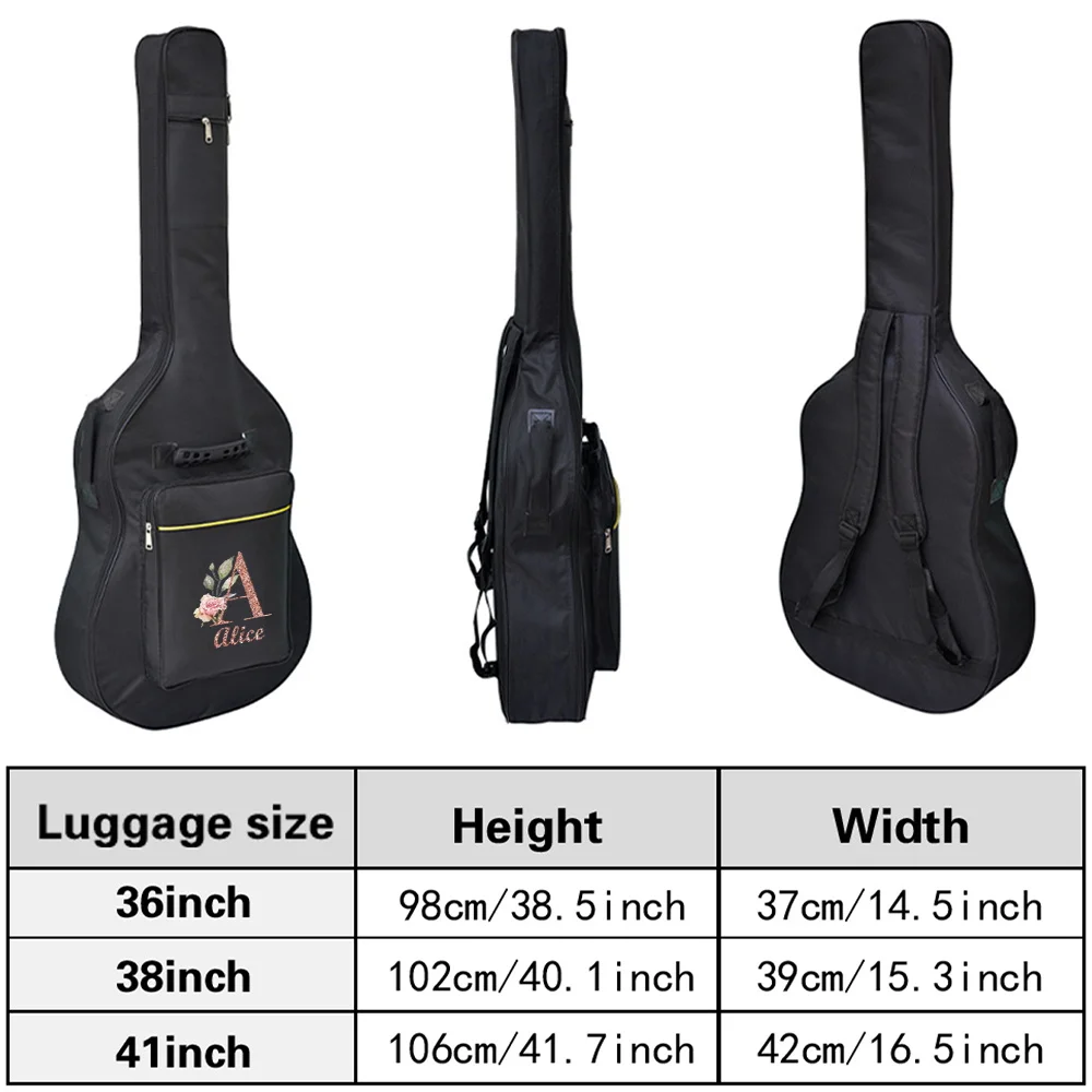 Personalized Customized Adjustable Shoulder Strap Guitar Storage Bag 36-41 Inch Black Waterproof Performance Bag Accessories