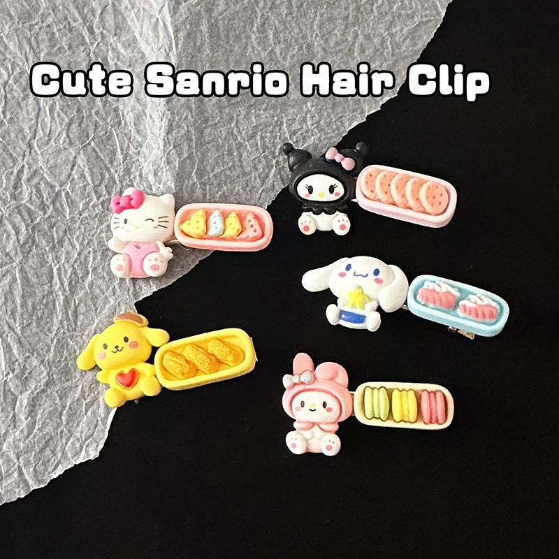 Cute Sanrio Hair Clip Cartoon Hello Kitty Kuromi Melody Duckbill Clip Sweet Girl Hair Pin Bangs Side Clip Barrette Headwear