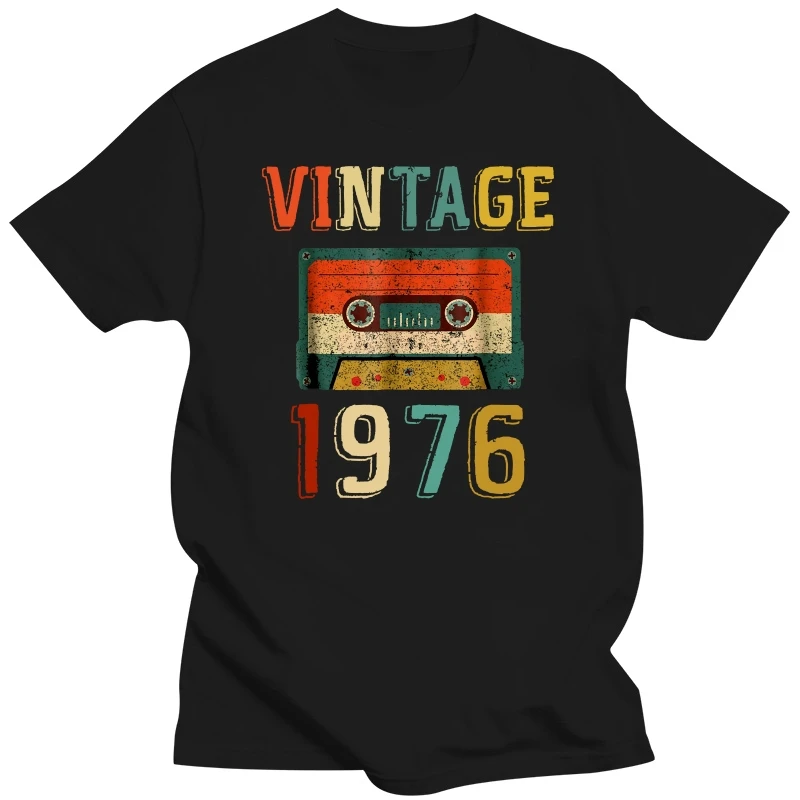 42Nd Birthday Gift Vintage 1976 42 Years Old Mixtape T Shirt Men Male Women Casual  Short Sleeve Hip-Hop Streetwear Tops Gym Tee