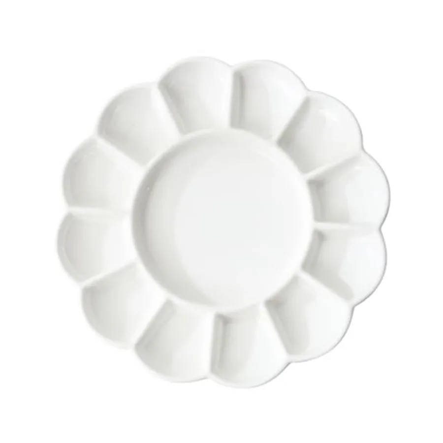 

Round Porcelain Watercolor Paint Mixing Tray Ceramic Paint Palette 13 Wells, 8 inch