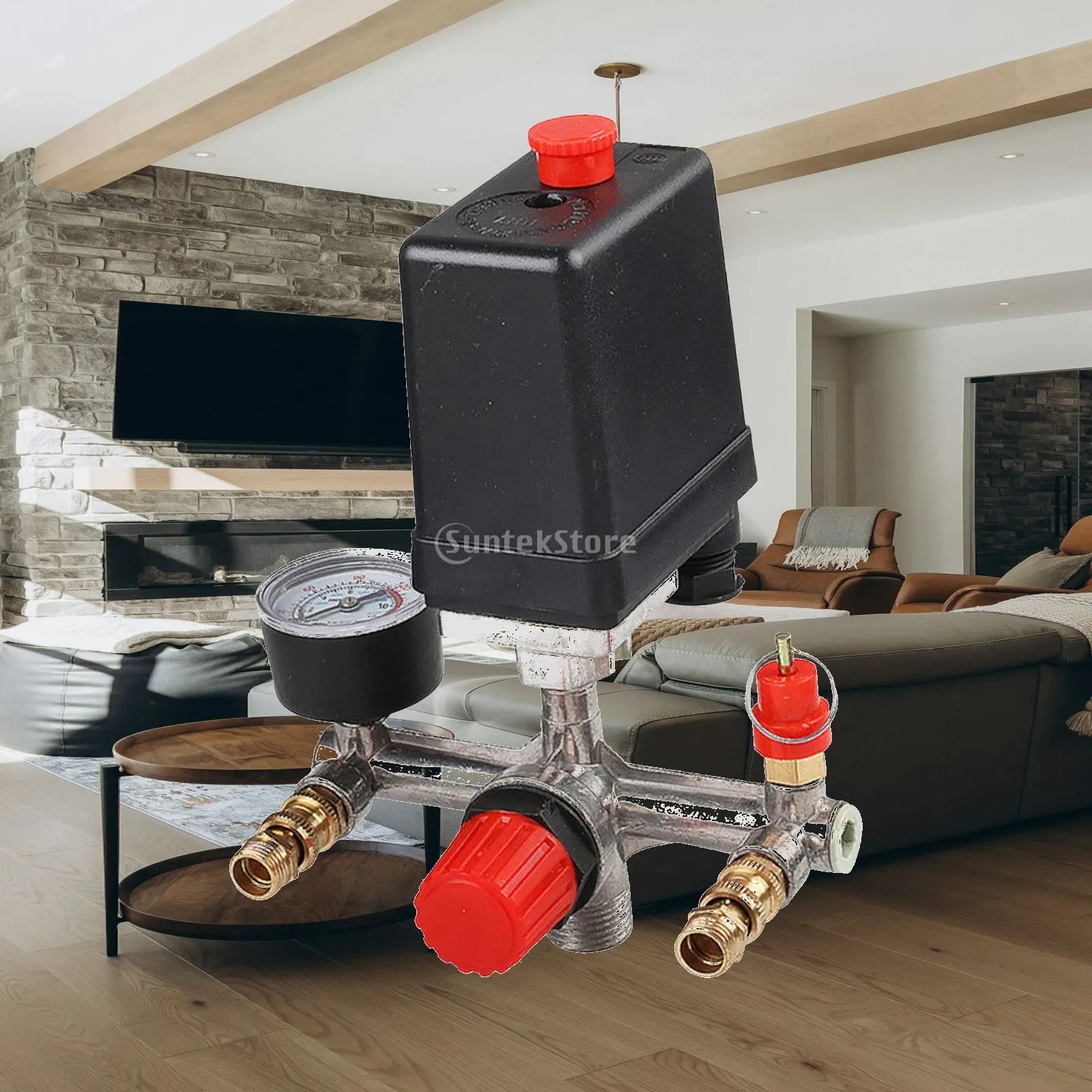 Air Compressor Pressure Switch Control Valves Connecting Bracket Replacement High Precision Double Outlet Tube Vertical Fittings