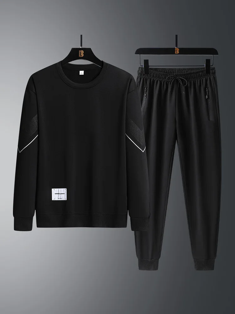 

Faionable Casual Sportswear Set for Men round Ne Long Sve Sweatirt And Pants Large Size Autumn New Sle Sport Suit