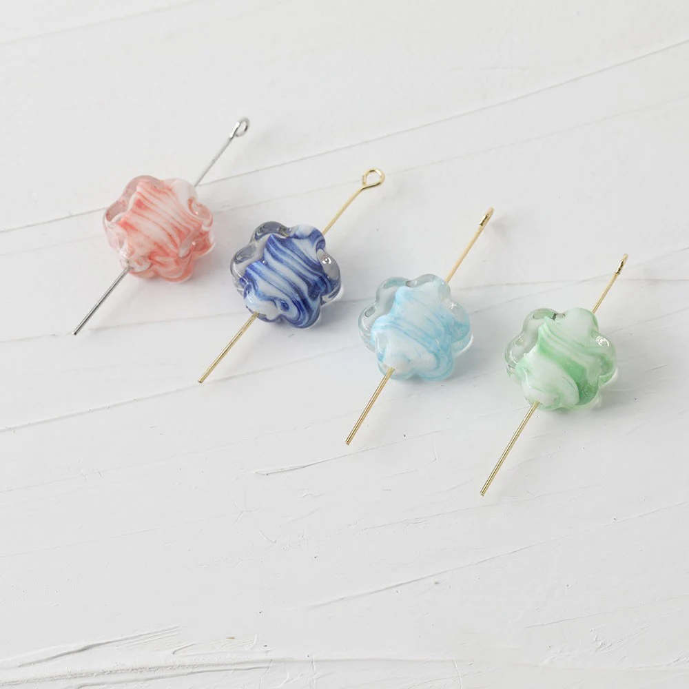 4 Stuks Glazuur Glas Bloemen Diy Rechte Gat Kraal Ketting Armband Diy Maken Benodigdheden Sieraden Materiaal Accessoires