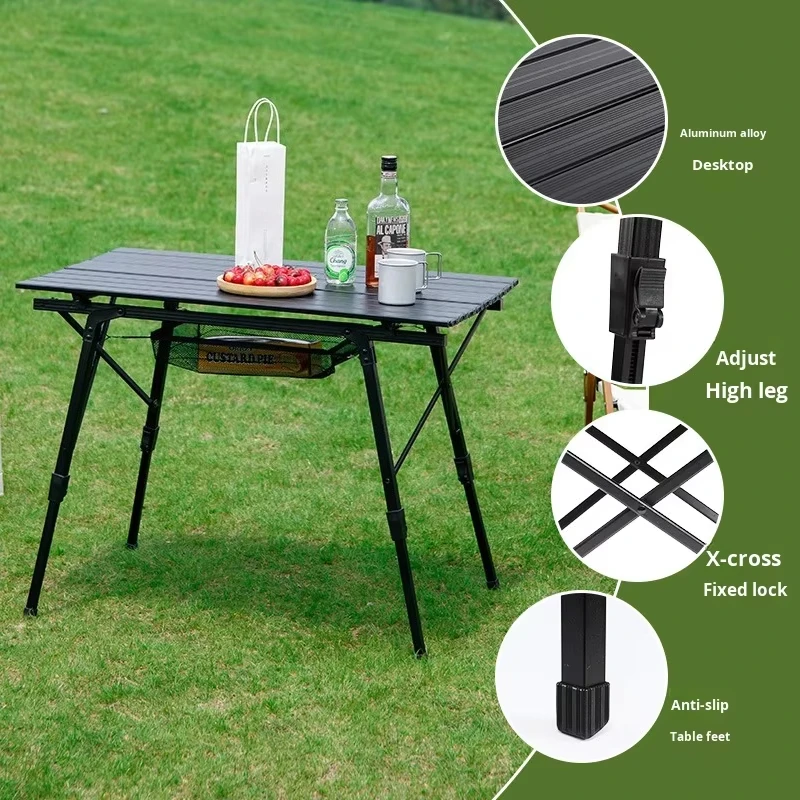 Aluminum Alloy Lightweight Portable Folding Table Outdoor Camping Picnic Self-Drive--Outdoor Simple Egg Roll Fast Delivery