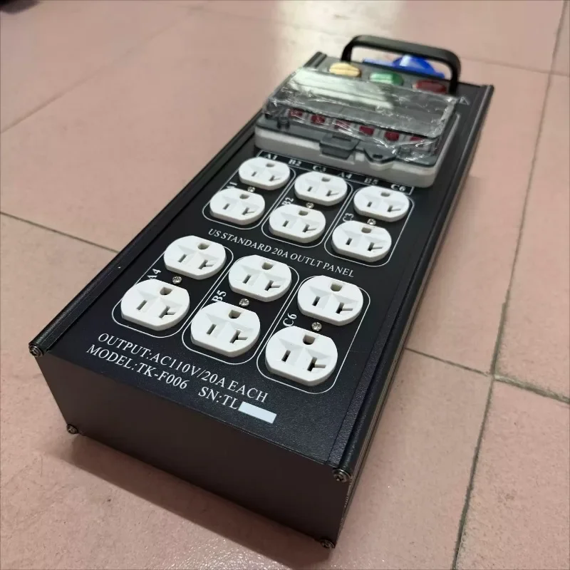 32A 3 Phase Portable Power Distribution Box  5/4Pin Input with 6 NEMA5-15/20 Outputs