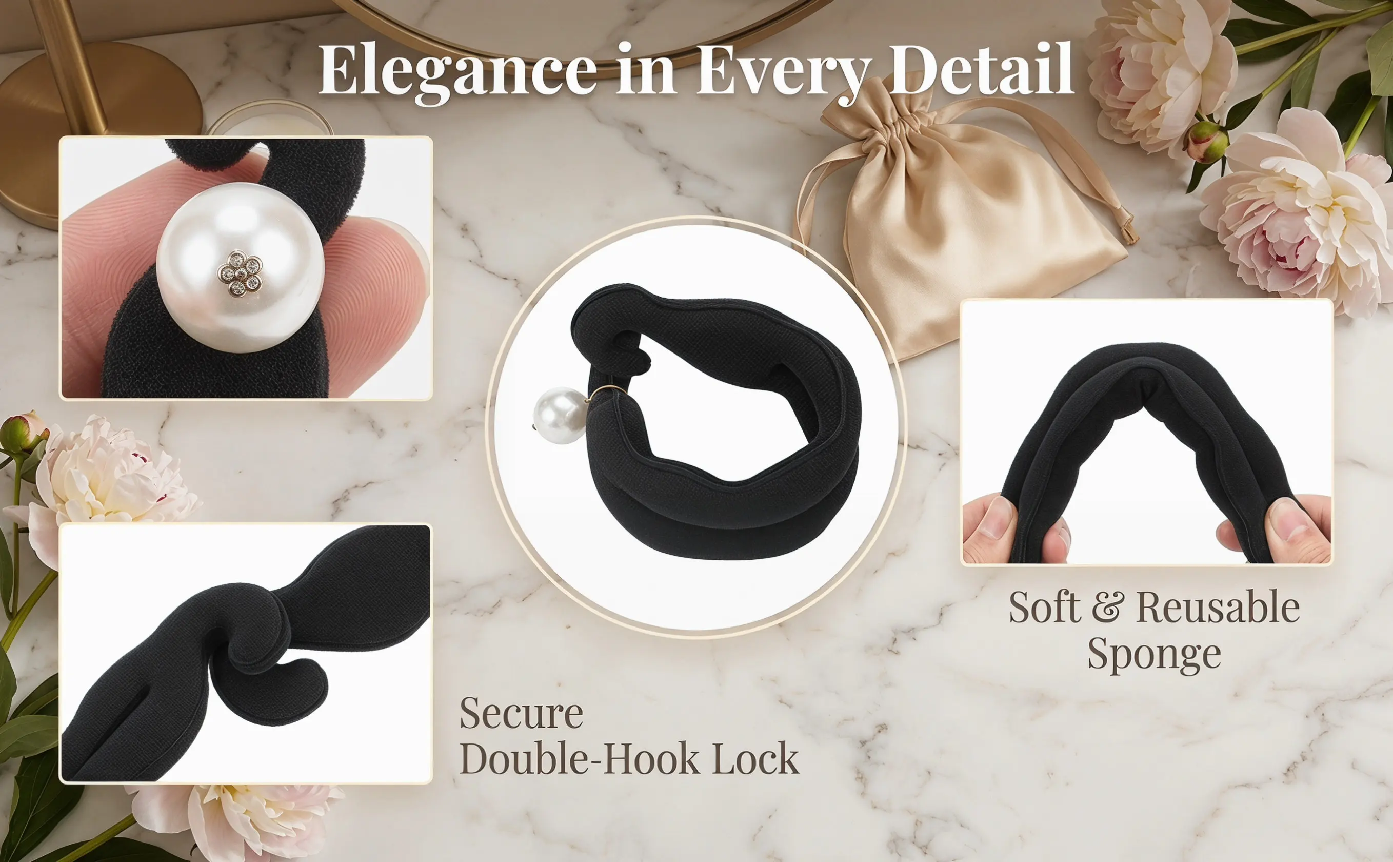 6Pcs Hair Bun Makers Different Sizes Double Hook Design Long-Lasting Styling Tools for Party Wedding Daily Use Bun