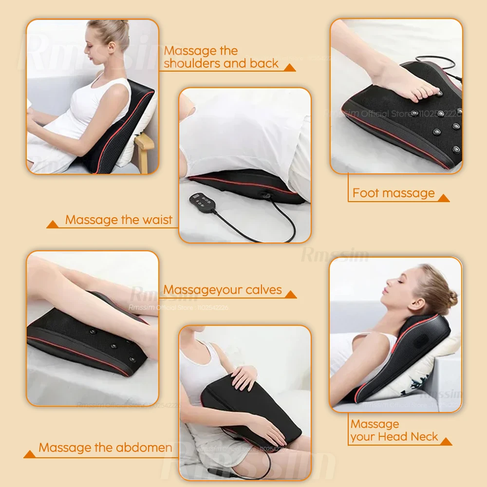 Nuevo Masaje eléctrico almohada para el cuello Shiatsu cabeza Cervical Ttraction cuerpo espalda cintura masajeador coche con calefacción masaje vibratorio