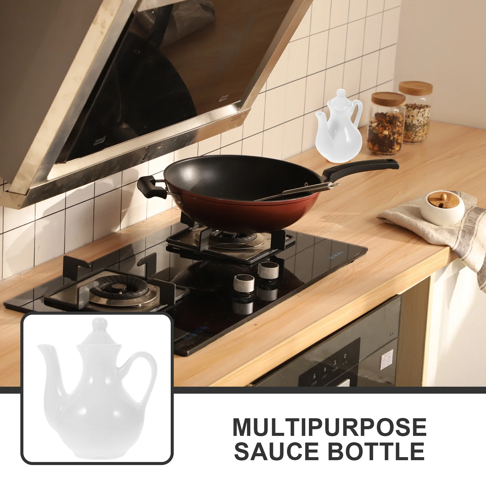 

2Pcs Pure White Ceramic Vinegar Holder Multipurpose Sauce Jar Olive Oil Dispenser Kitchen Spice Container Soy Sauce Dispenser