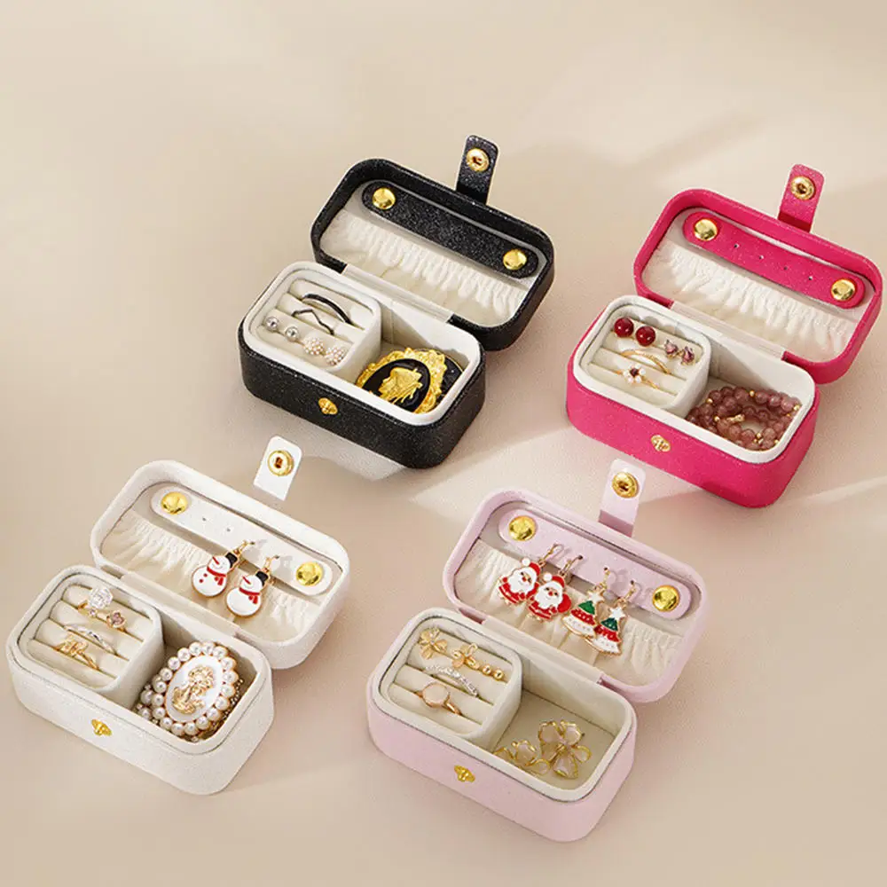 Small Portable Jewelry Box for Travel Necklace Earrings Ring Storage High-end PU Leather Women Jewelry Organizer Case Joyero