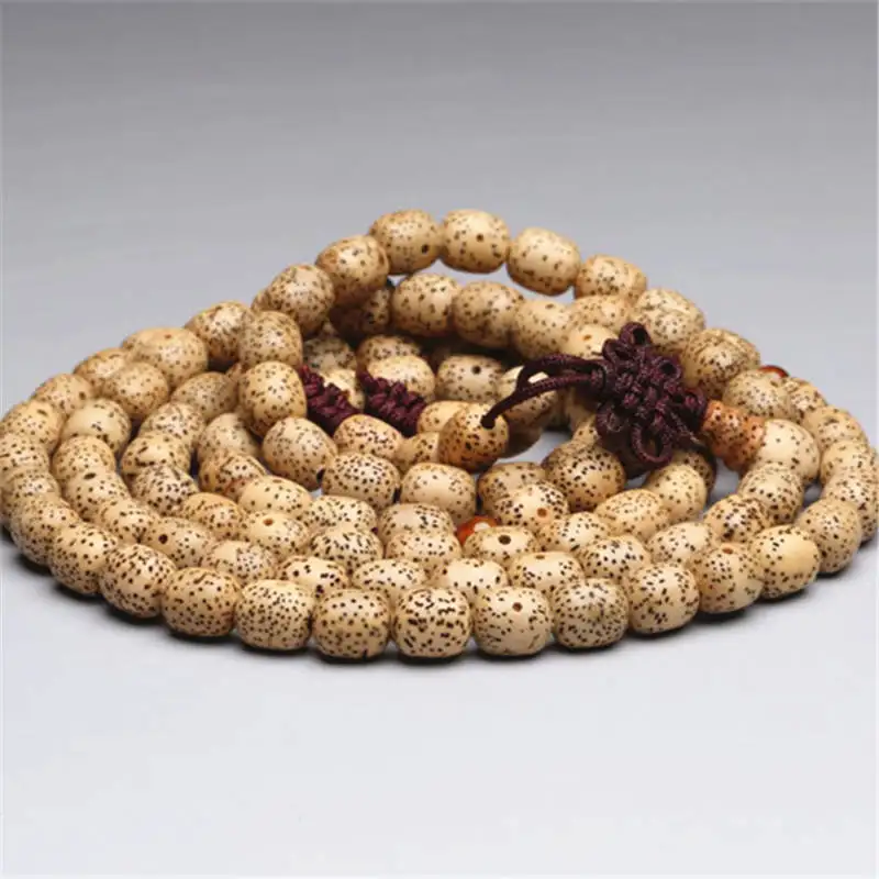 Natural Star Moon Bodhi 108 Beads Mala 9x8mm Orginal Beige Yellow Bodhi Barrel beads BRO634