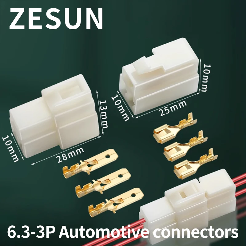 5/10sets 3P6.3 rubber shell DJ7031-6.3-11/21 automotive connector 3-hole plastic connector male and female docking plug