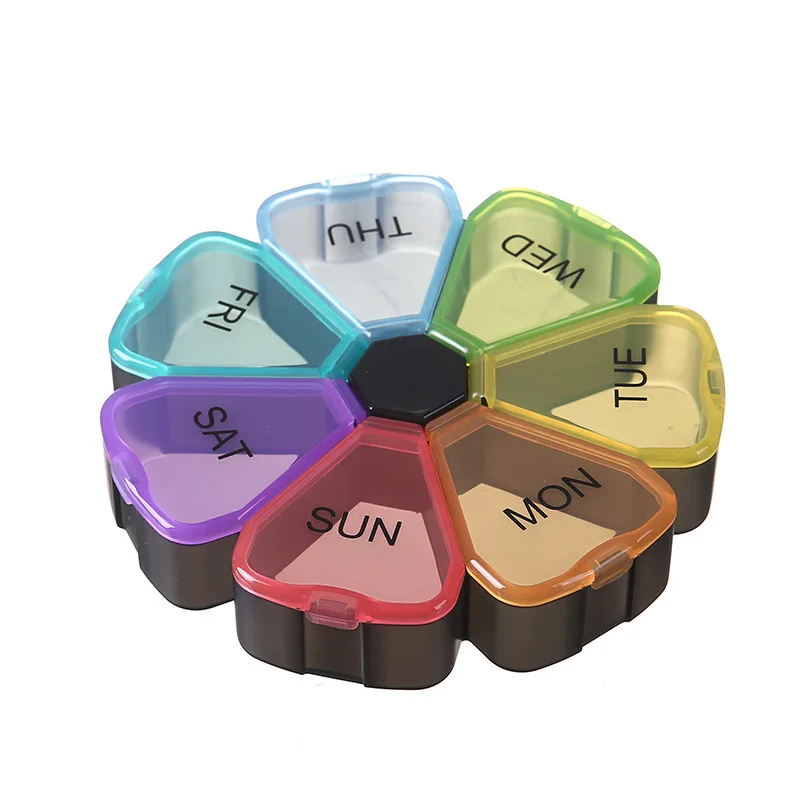 New 7 Days Round Portable Medicine Pill Box Mini Small Travel Vitamin Cases Container Organizer Storage Tablet Fish Oils Tools