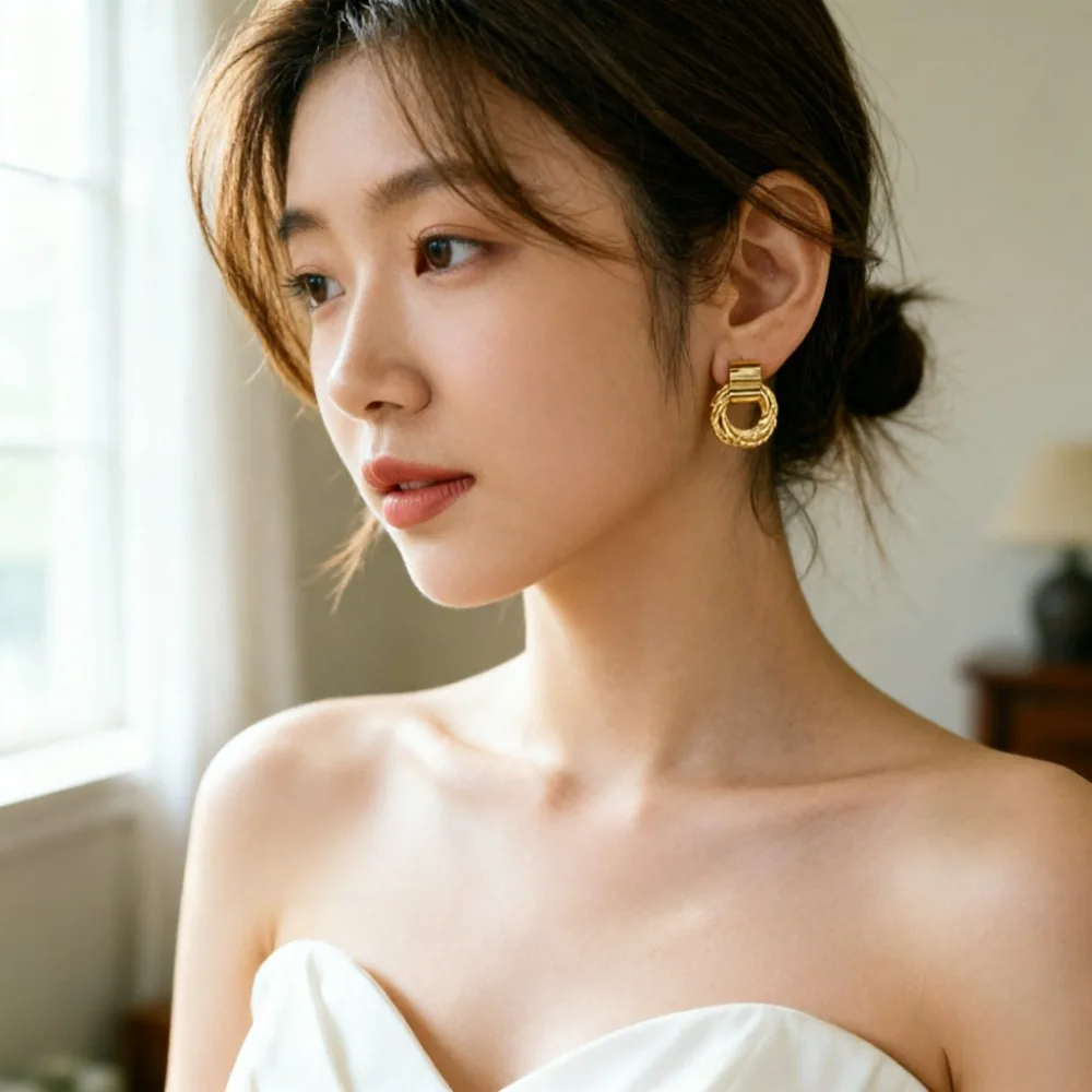 Vintage Metal Round Drop Earrings Trendy Party Geometry Statement Jewelry for Women Multilayer Small Circle Dangle Earrings Gift