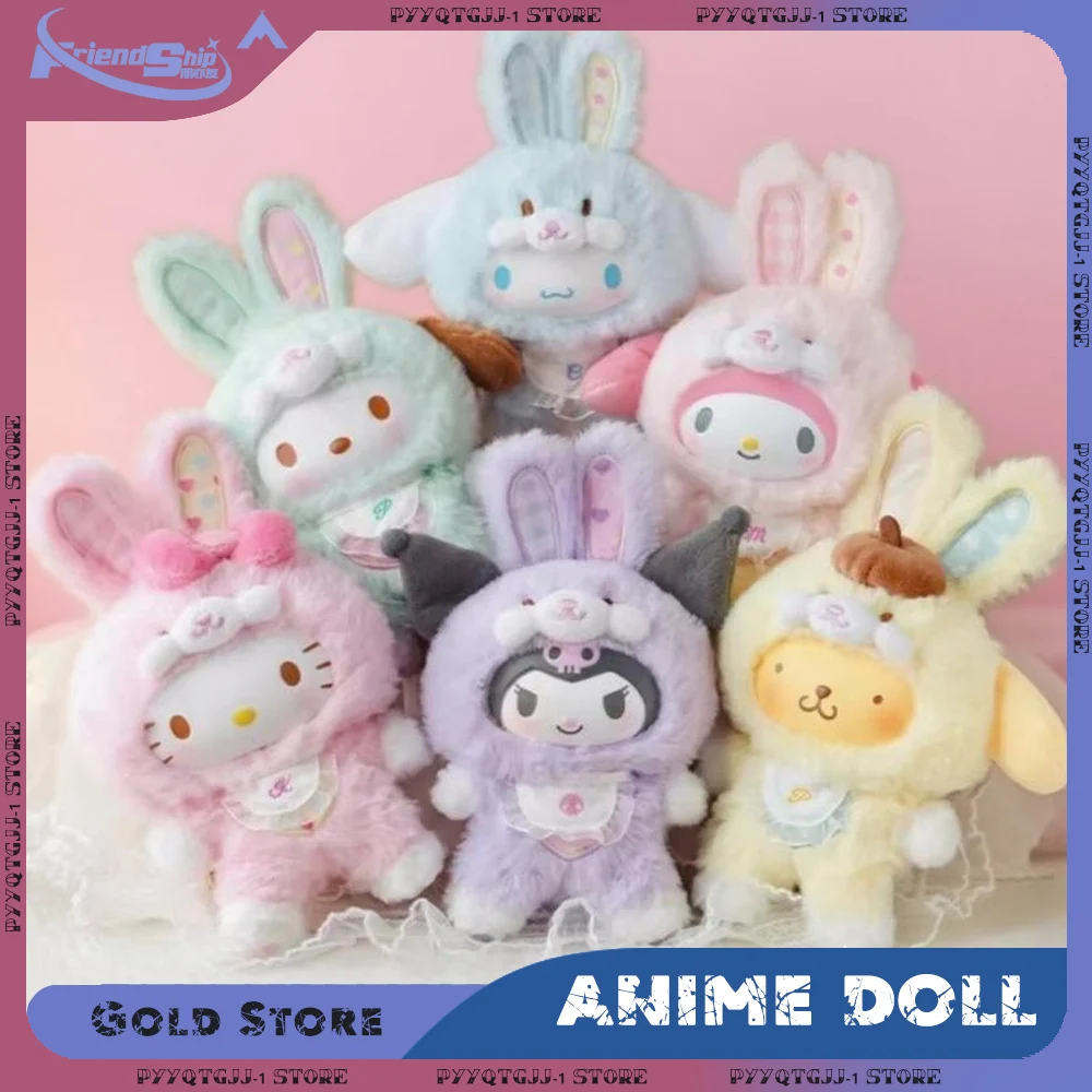 

Cute Sanrio Fairy Rabbit Plush Doll Series Anime Figurine Kuromi Melody Hello Kitty Cinnamoroll Soft Collectible Toy for Fans