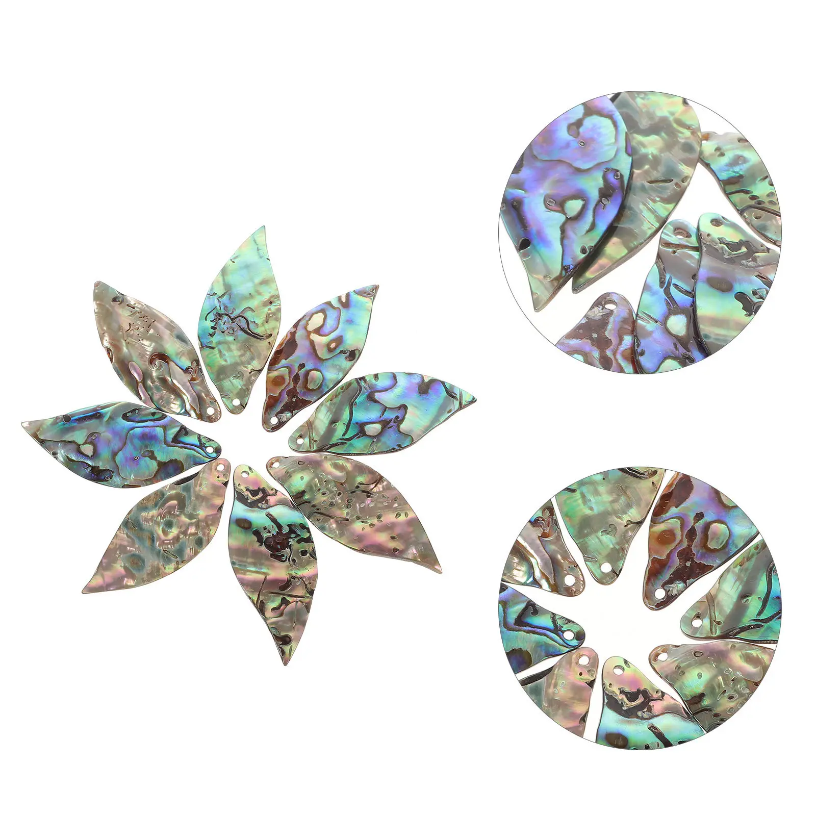 8 Pcs Jewelry Materials Abalone Shell Leaf Shape Pendant Accessories for DIY Girls Necklace Supplies Colorful Charm