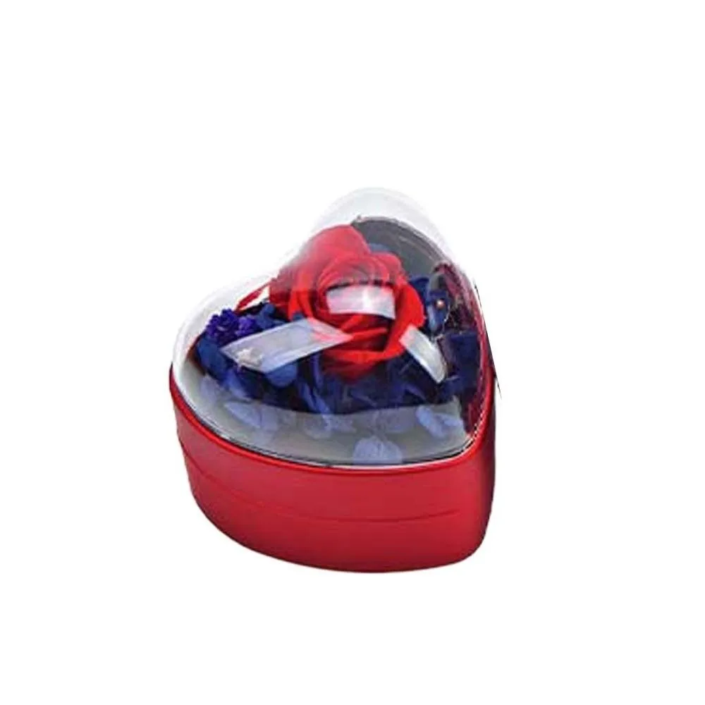 

Portable Composite Paper Heart Ring Box Rose Acrylic Ring Display Case Solid Color Three-dimensional Jewelry Organizer Couple