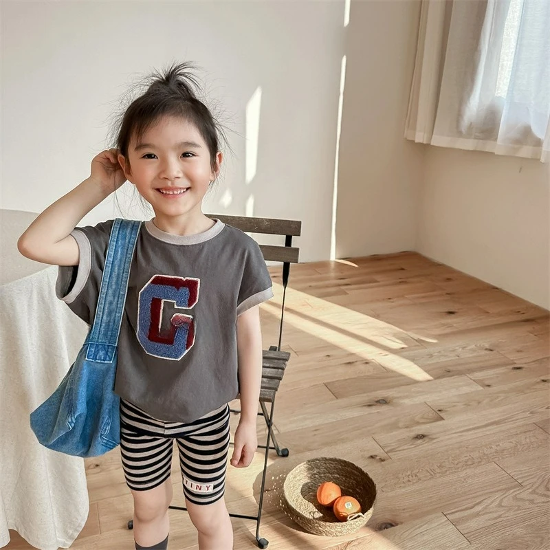 2026 New Summer Kids Casual Short‑Sleeve Tee Towel Embroidery Soft Layering Undershirt Tops For Boys And Girls Daily Wear