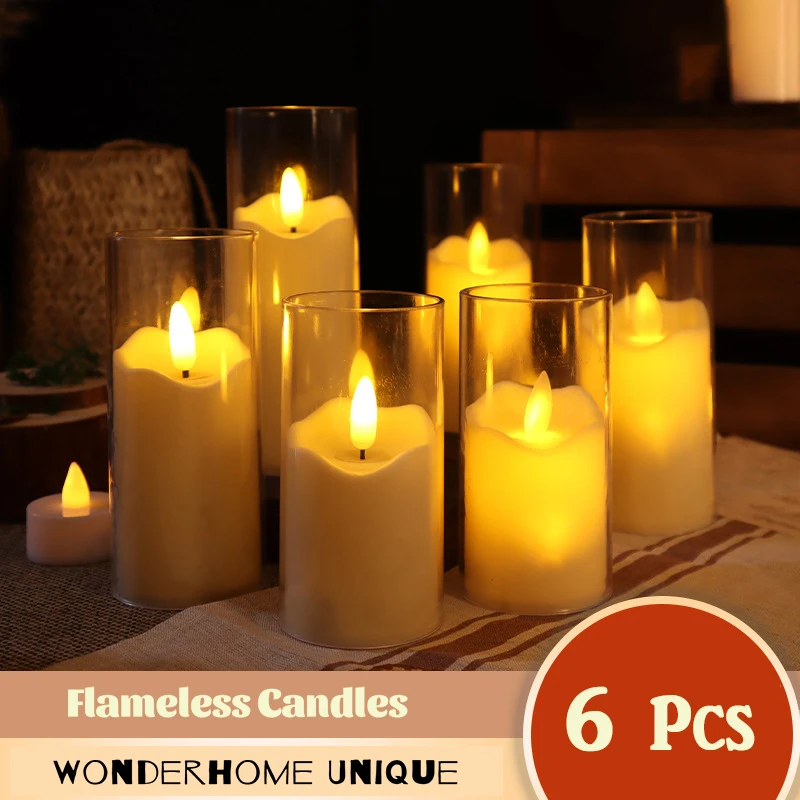 6PCS Led Flameless Electric Candle Lamp Flickering Fake Tealight Candle Bulk For Wedding Christmas Home Party Decor Lighting New